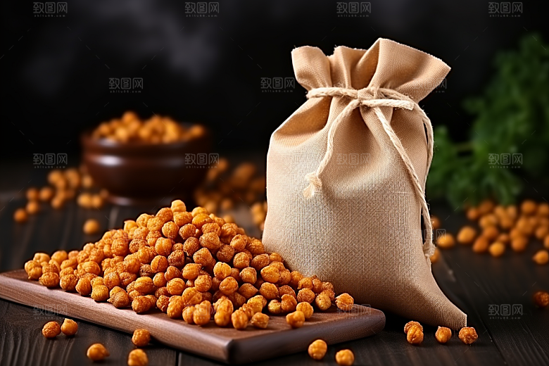 油炸黄金豆零食素材摄影图