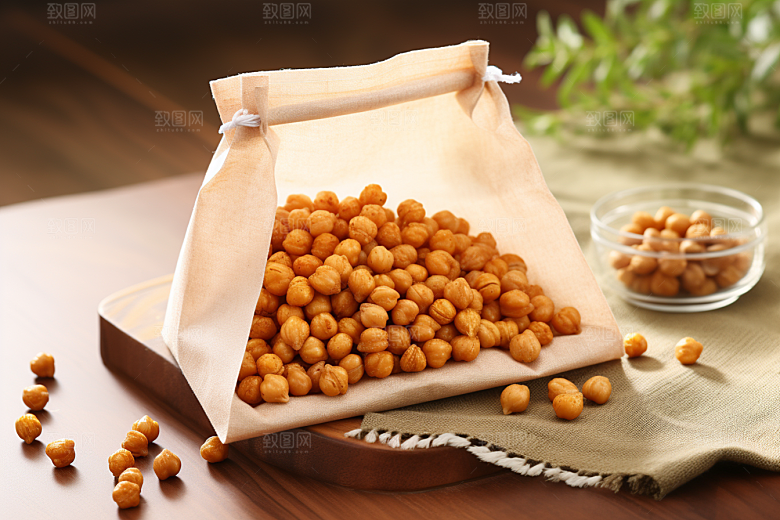 油炸黄金豆美食膨化食品摄影图