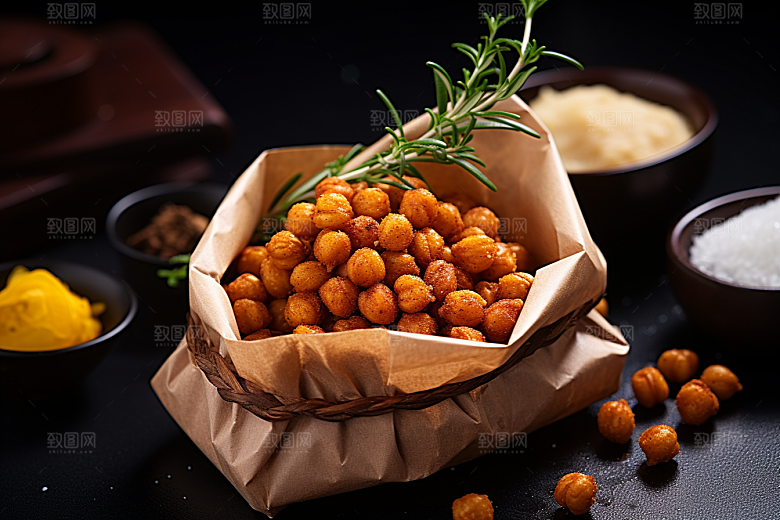 油炸黄金豆小吃美味摄影图