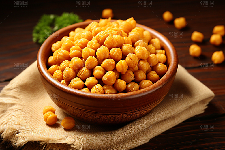 油炸黄金豆膨化食品美味摄影图