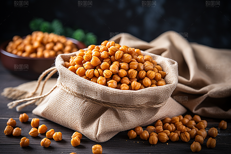 油炸黄金豆小吃美食摄影图