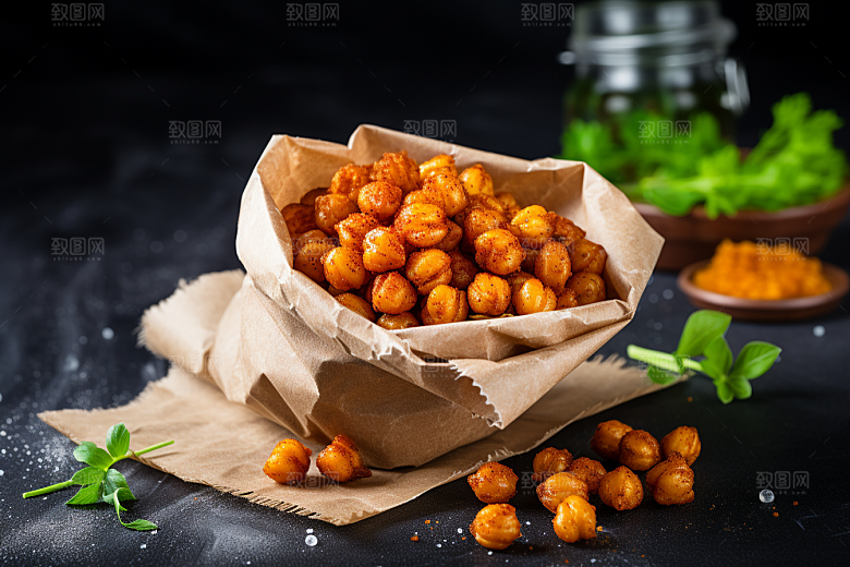 油炸黄金豆小吃素材摄影图