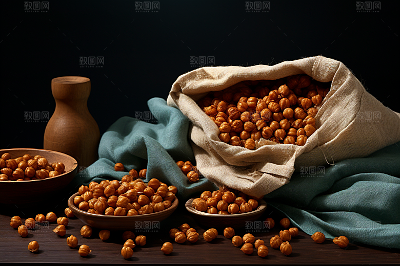 油炸黄金豆零食素材摄影图
