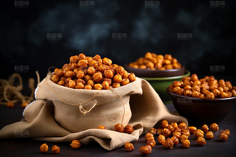 油炸黄金豆地方特色美味摄影图