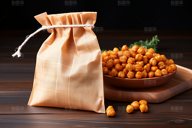 油炸黄金豆膨化食品小吃摄影图