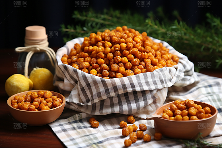 油炸黄金豆膨化食品油炸食品摄影图
