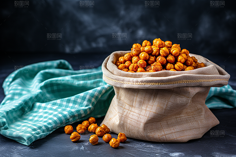 油炸黄金豆油炸食品膨化食品摄影图