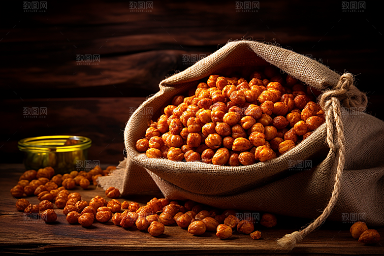 油炸黄金豆零食高清摄影图