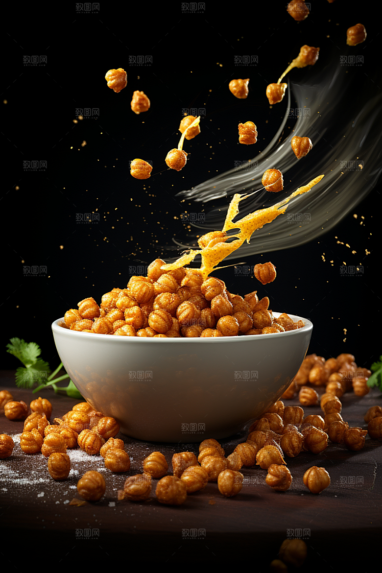 油炸黄金豆小吃零食摄影图