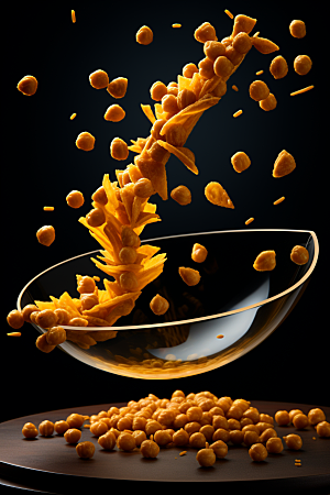 油炸黄金豆零食小吃摄影图
