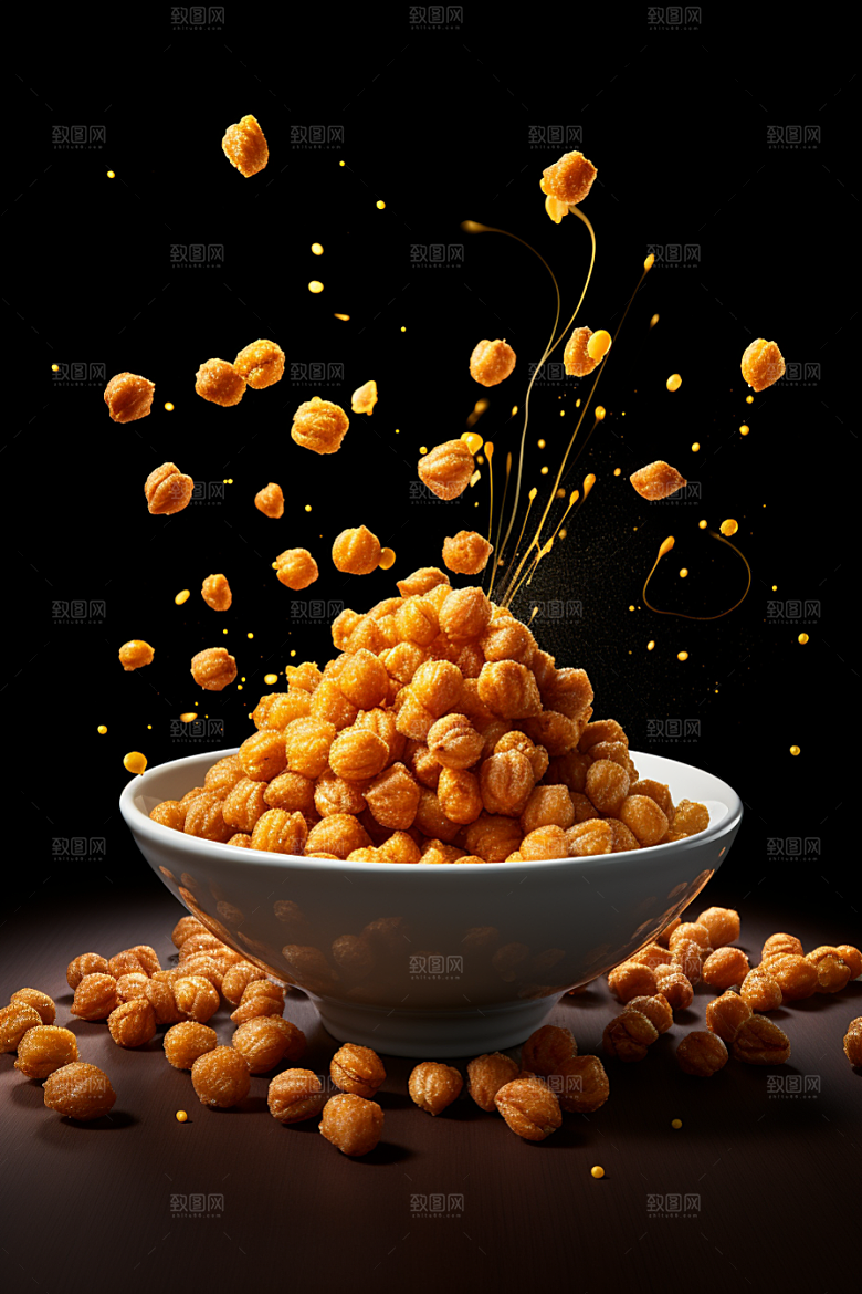 油炸黄金豆美味小吃摄影图