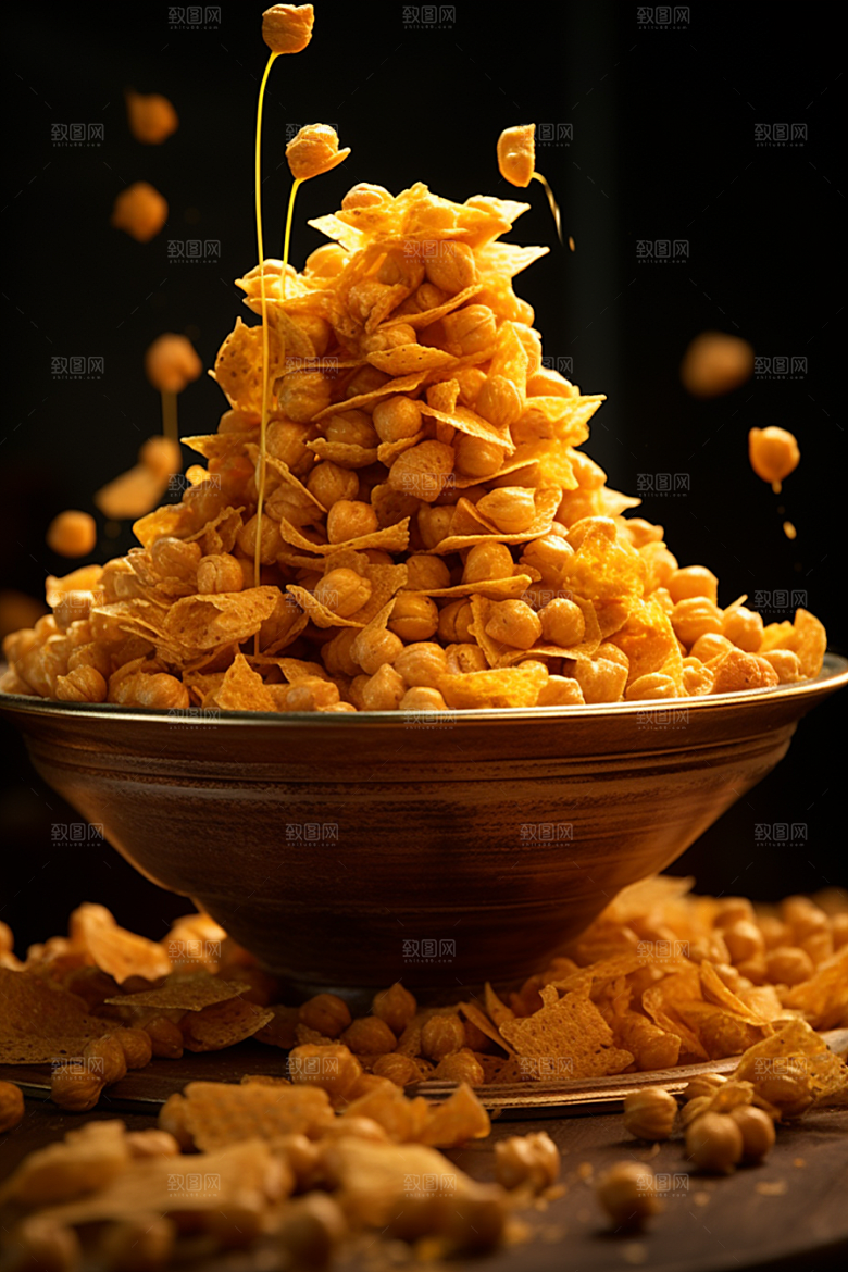 油炸黄金豆素材零食摄影图
