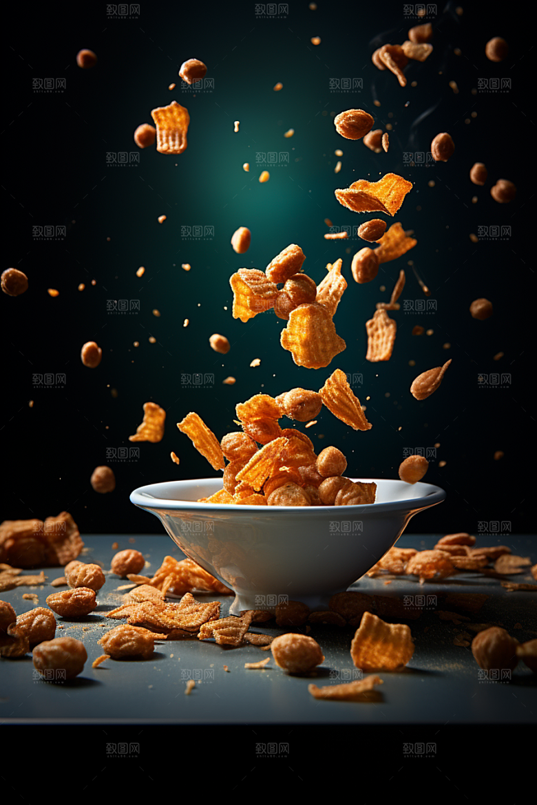 油炸黄金豆美食美味摄影图