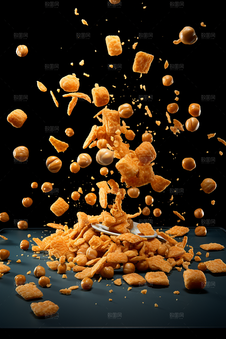 油炸黄金豆美食素材摄影图