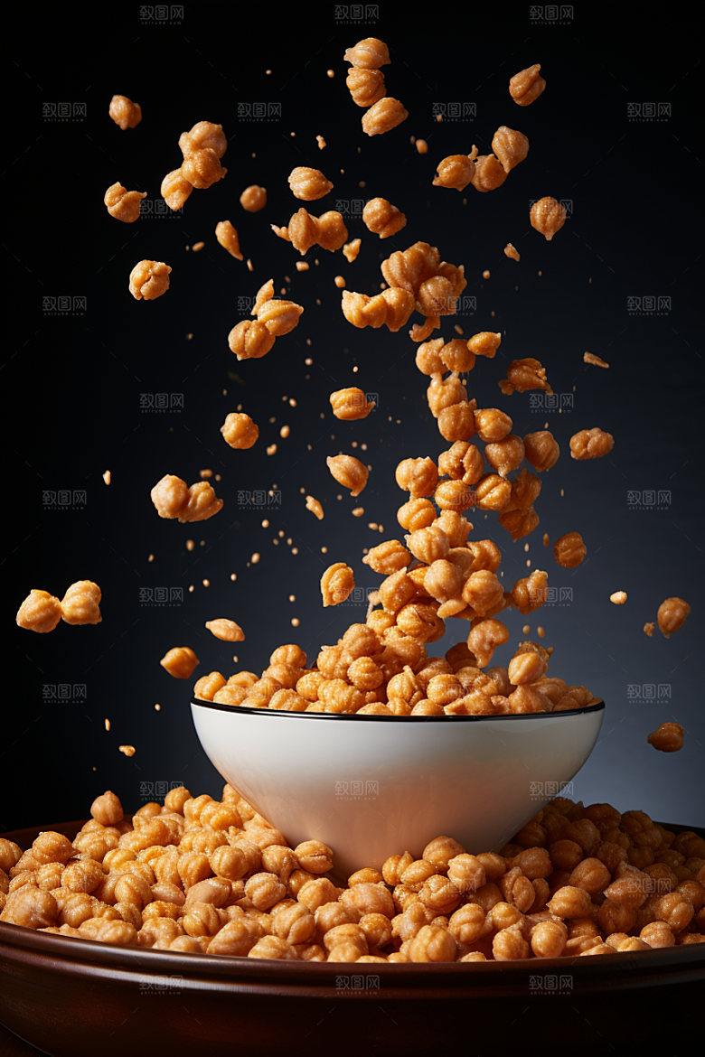 油炸黄金豆美味膨化食品摄影图