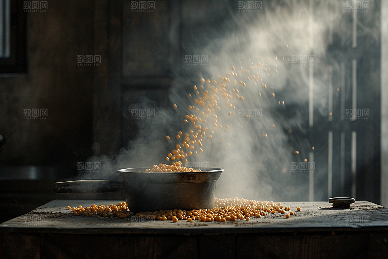 油炸黄金豆膨化食品美味摄影图