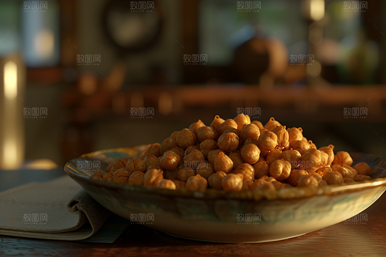 油炸黄金豆膨化食品素材摄影图