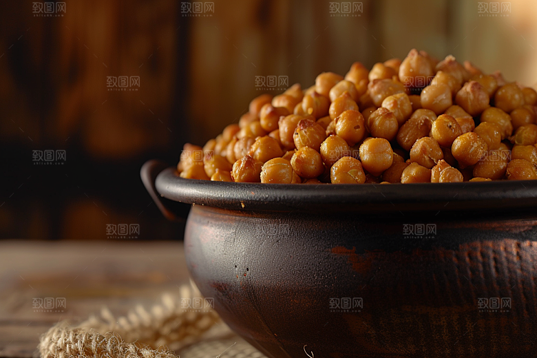 油炸黄金豆零食美食摄影图