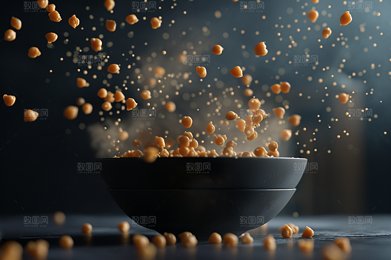油炸黄金豆美味小吃摄影图