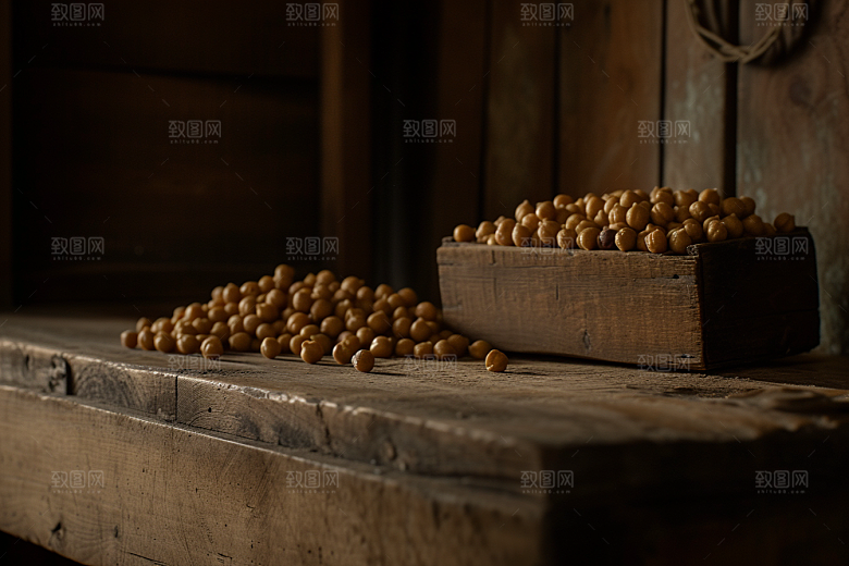 油炸黄金豆小吃美食摄影图