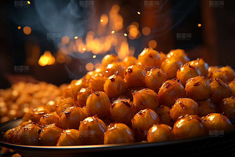 油炸黄金豆零食膨化食品摄影图