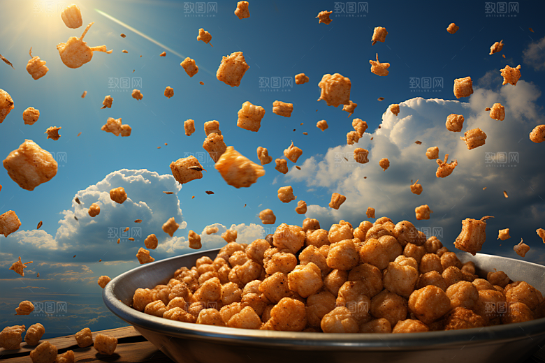 油炸黄金豆膨化食品美味摄影图