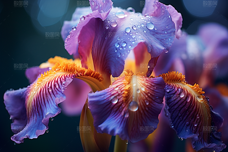 鸢尾花油画风特写素材