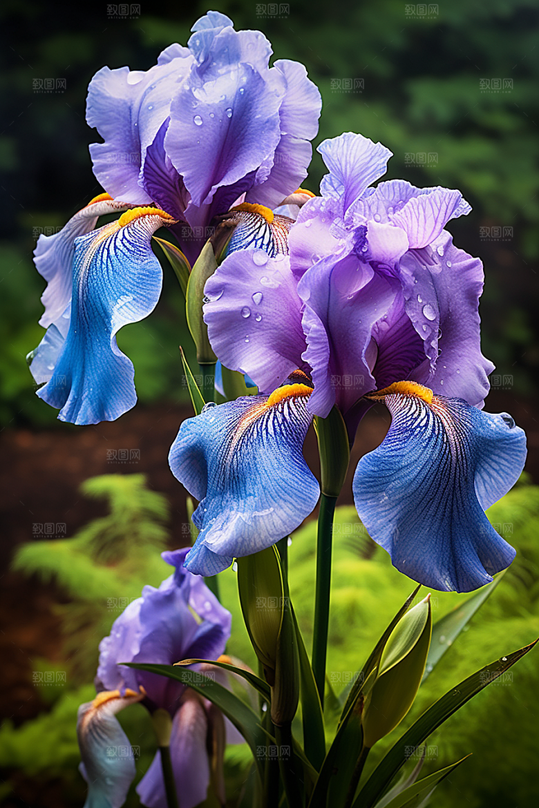 鸢尾花油画风花朵素材
