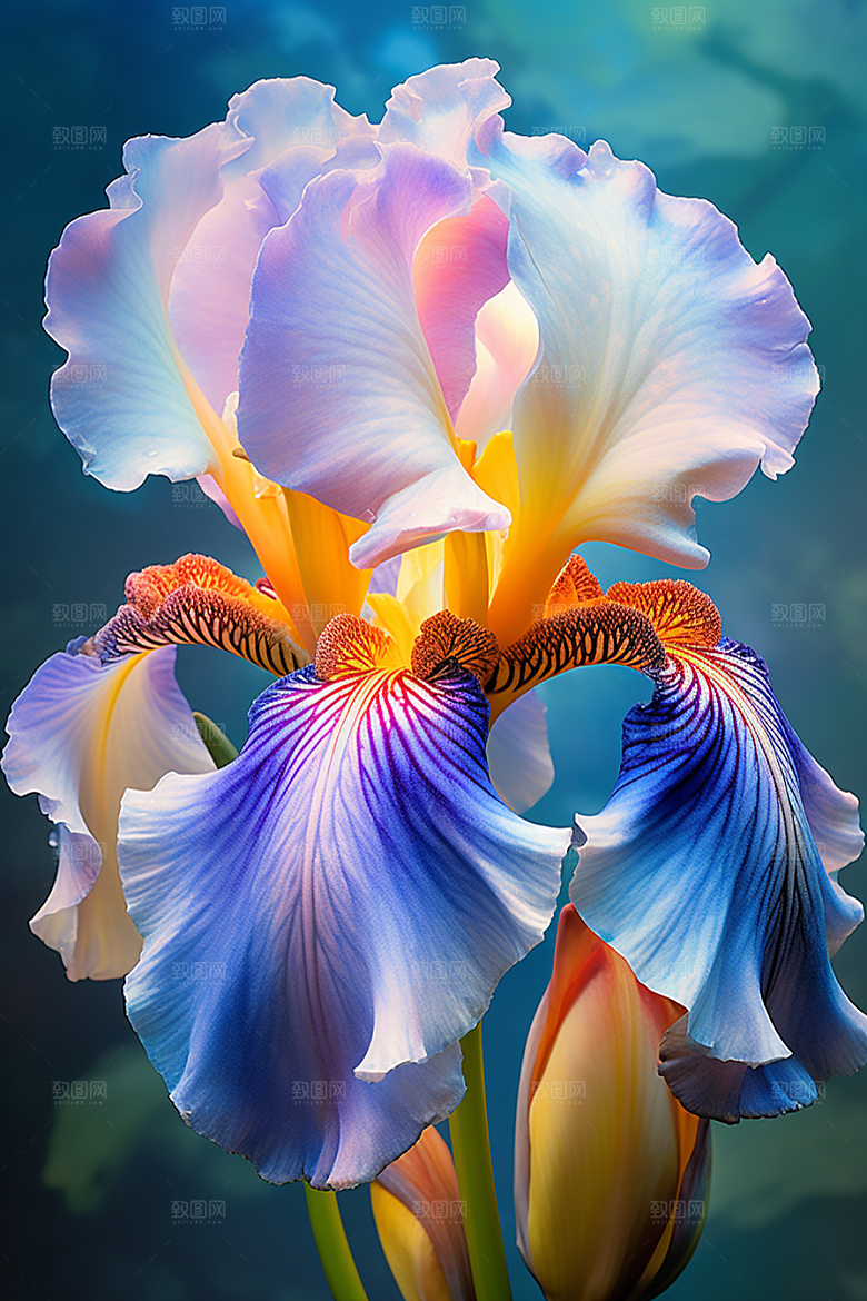 鸢尾花植物油画风素材