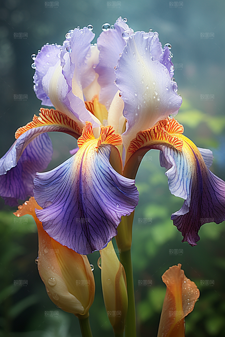 鸢尾花油画风植物素材