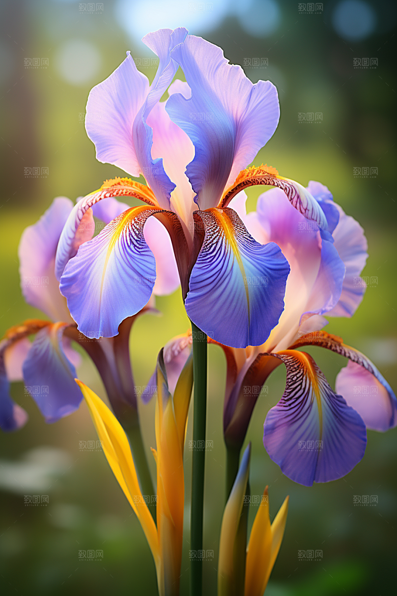 鸢尾花油画风紫色素材