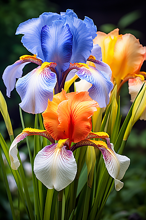 鸢尾花油画风花卉素材