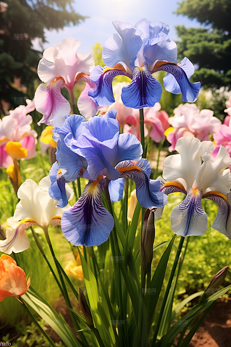 鸢尾花油画风唯美素材