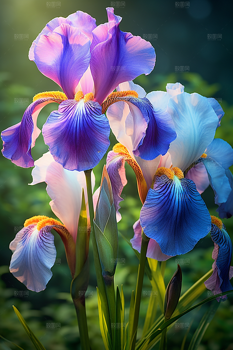 鸢尾花油画风唯美素材