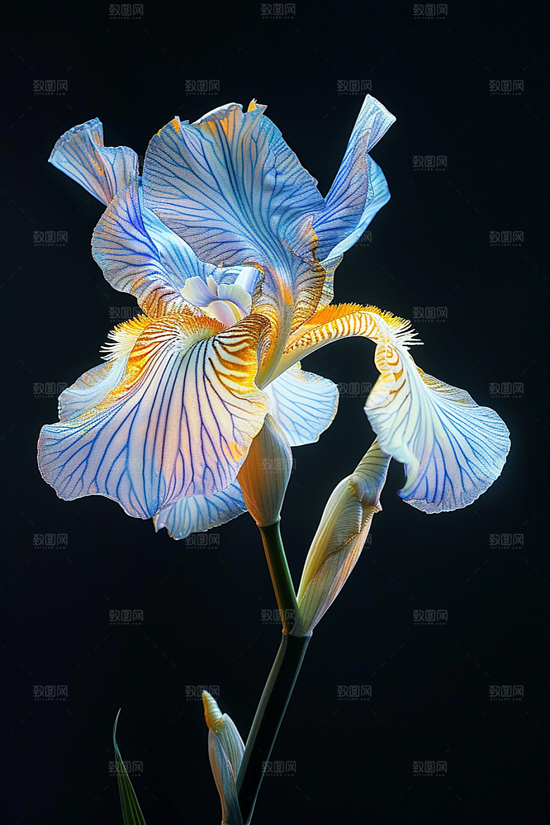 鸢尾花油画风唯美素材