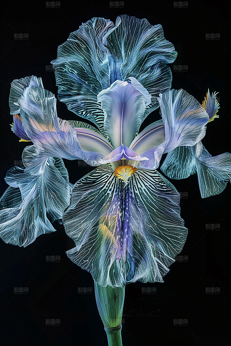 鸢尾花浪漫油画风素材