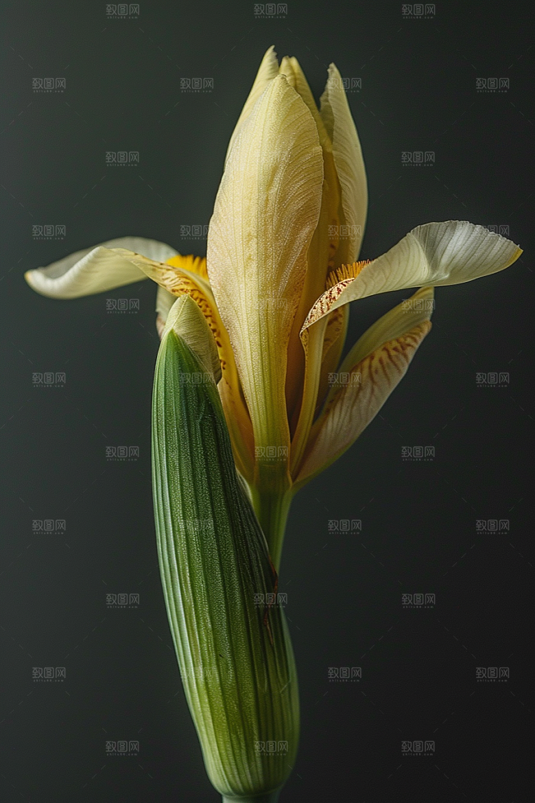 鸢尾花花朵油画风素材