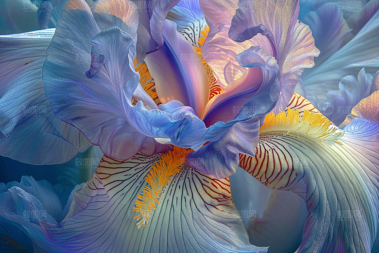 鸢尾花油画风紫色素材