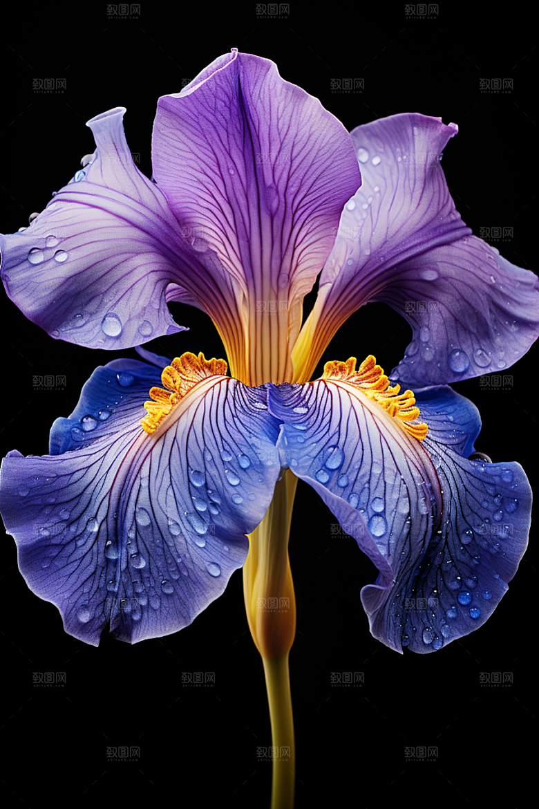 鸢尾花油画风花卉素材