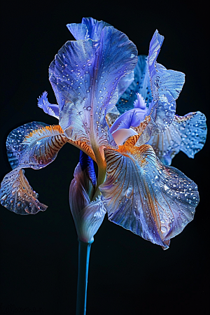 鸢尾花植物油画风素材