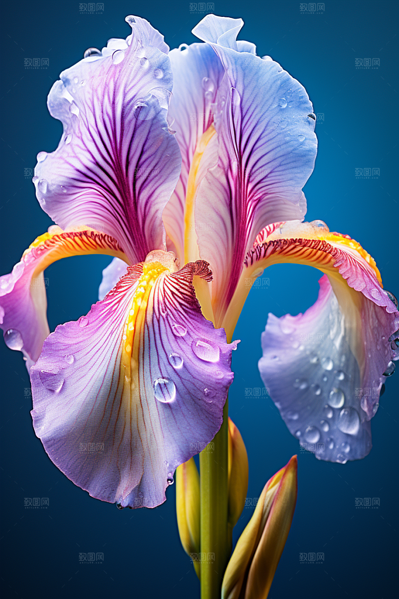鸢尾花油画风花朵素材