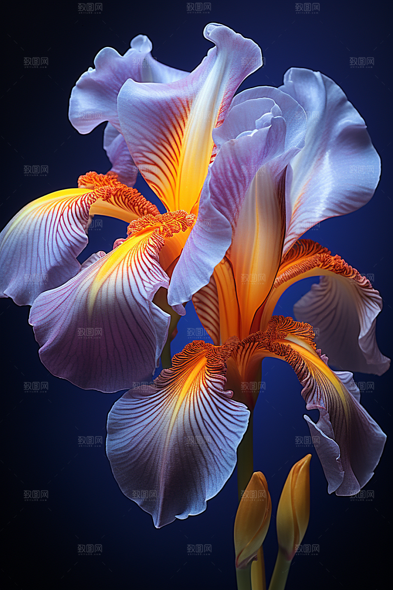 鸢尾花特写油画风素材