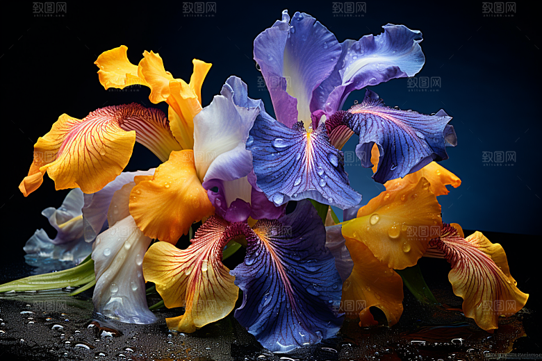 鸢尾花自然油画风素材