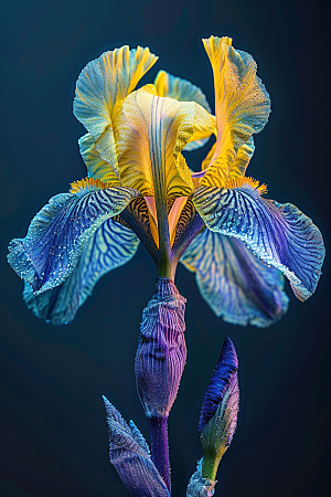 鸢尾花花卉油画风素材
