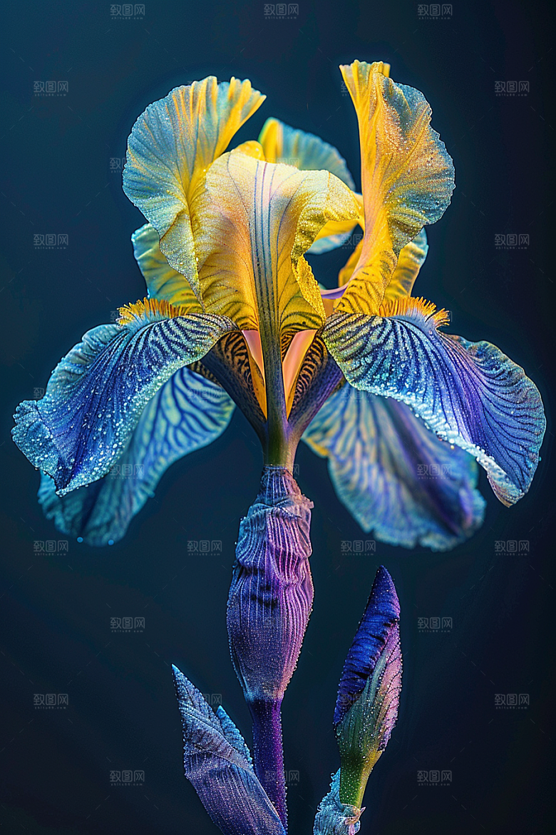 鸢尾花花卉油画风素材