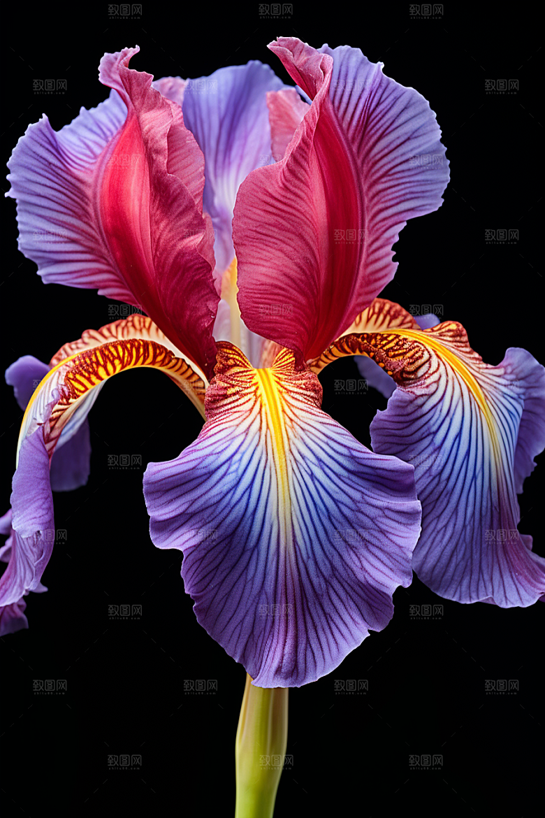 鸢尾花花朵油画风素材