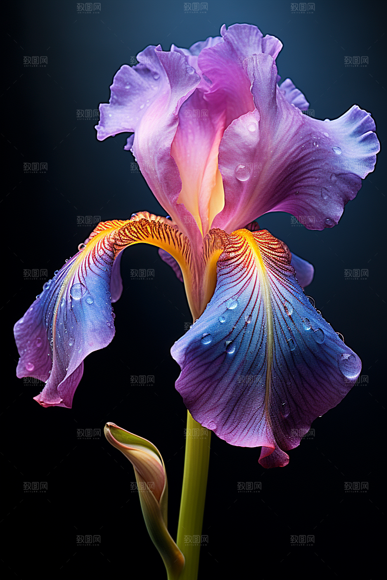 鸢尾花油画风花卉素材