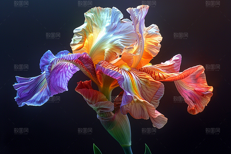 鸢尾花花卉油画风素材