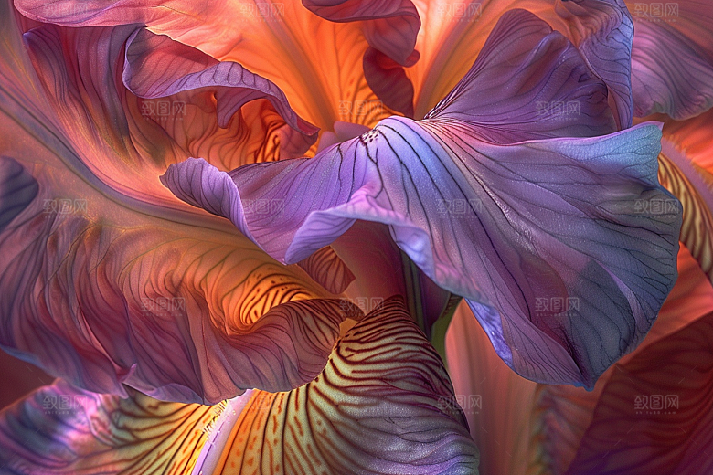 鸢尾花油画风清新素材