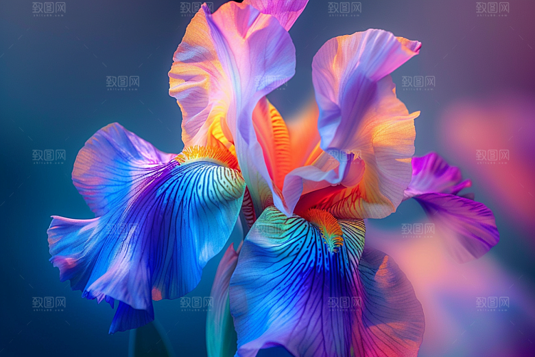 鸢尾花油画风花卉素材